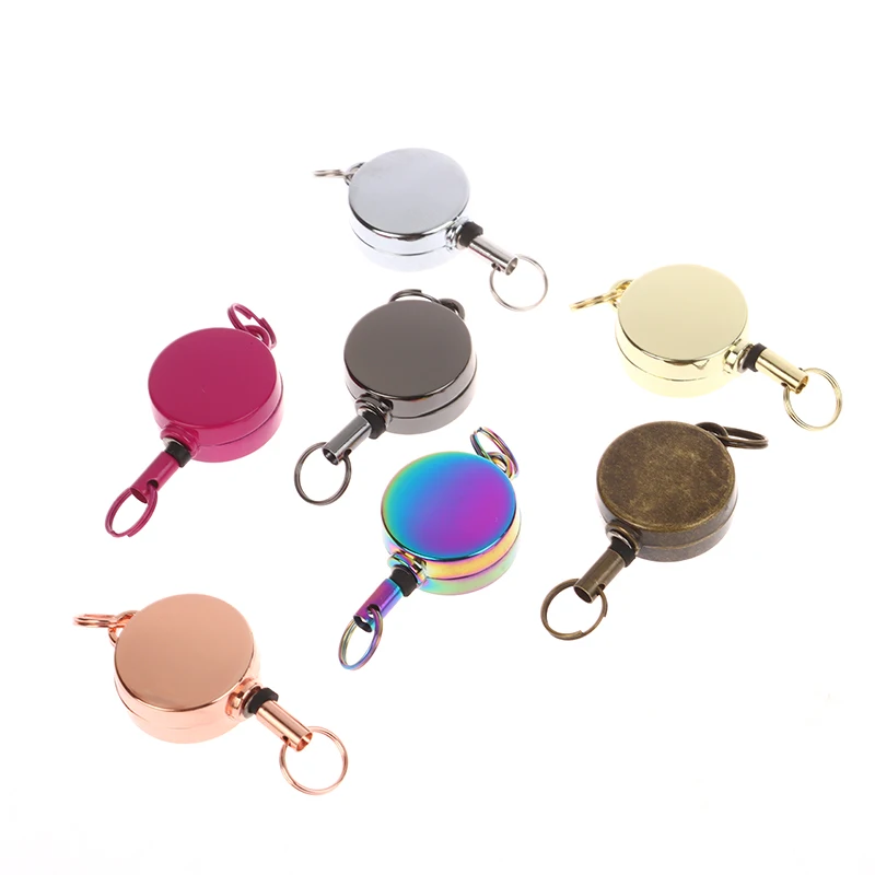 Practical 21mm Retractable Mountaineering Buckle Key Chain Stainless Steel Wire Rope Key Holder Outdoor Keychain Tools