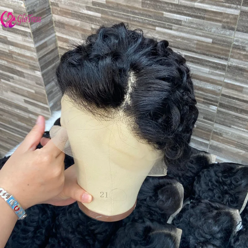 

Человеческие волосы 6 дюймов Pixie Cut 13X4 Кружевные фронтальные парики Короткие бесклеевые многослойные парики с челкой Бразильские волосы Virgin Remy для женщин