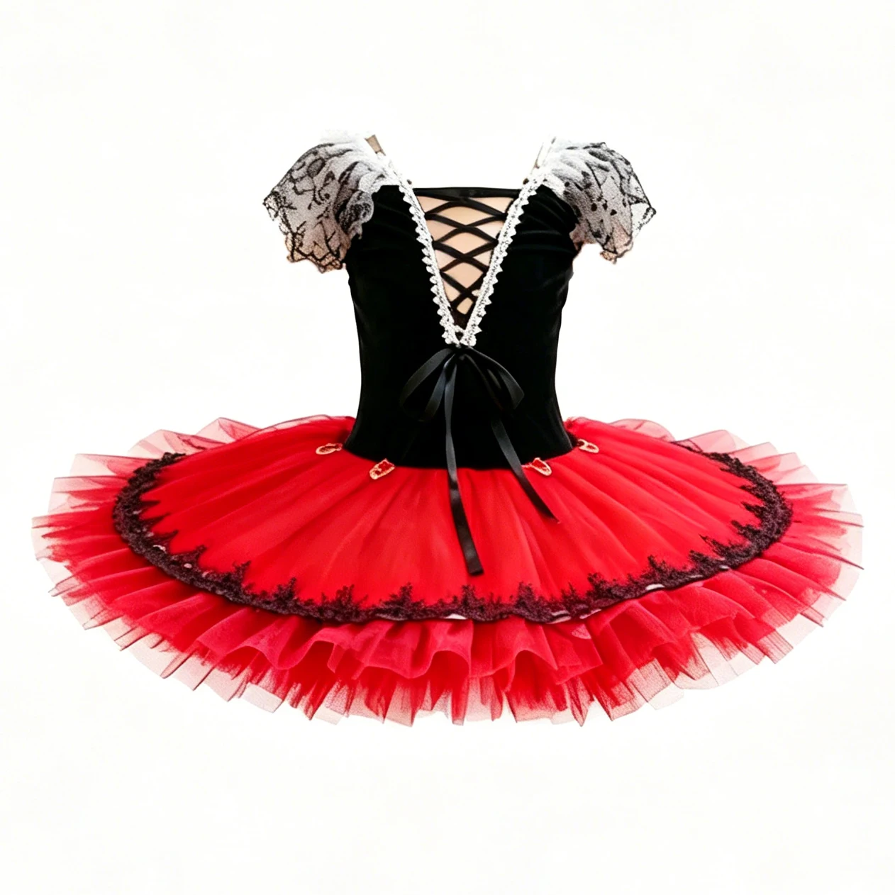 

Professional Don Quixote Tutu Ballet Dress Flower Lace Fly Sleeve Ribbon Short Ballerina Party Dress Children Girl Dance Costume