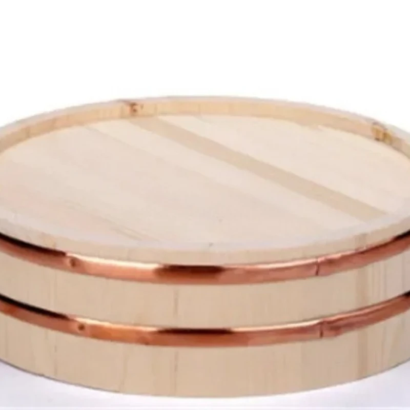 Recipiente de cobre estilo japonés para comida, tazón grande, cubeta, cocina, Bibimbap, sashimi, sushi, barril de madera, para mezclar arroz, cuchara de madera