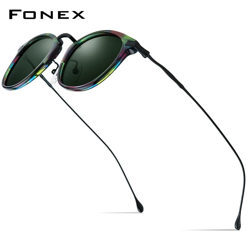 FONEX Titanium Acetate Polarized Sunglasses Women 2024 New Retro Vintage Square UV400 Sun Glasses for Men Shades F85845T