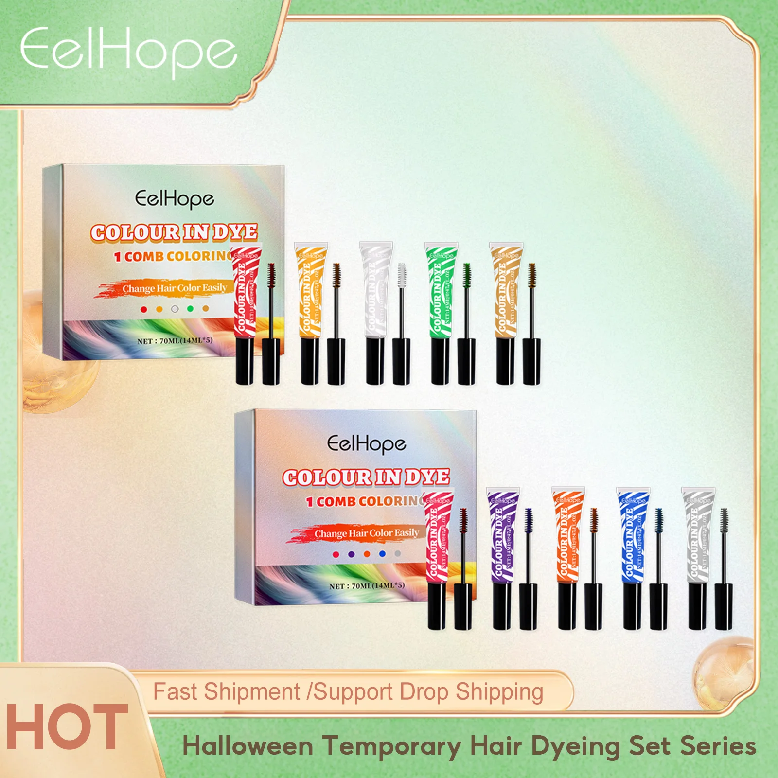 

Eelhope Хэллоуин Временный набор для окрашивания волос Серия Одноразовое формовочное выпрямление Сильная укладка для женщин и мужчин Красочный крем-краска для волос