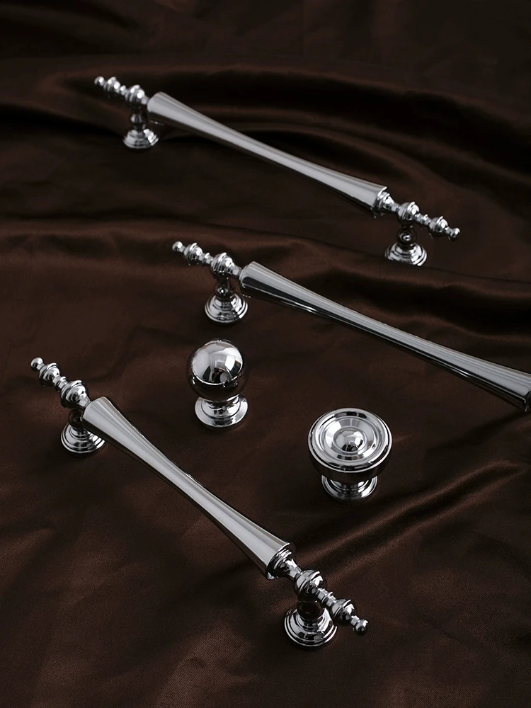 Furniture Electroplated Shiny Golden/Silver Cabinet Door Solid Brass Handle Bedroom Closet Door Shoe Cabinet Drawer Long Handles