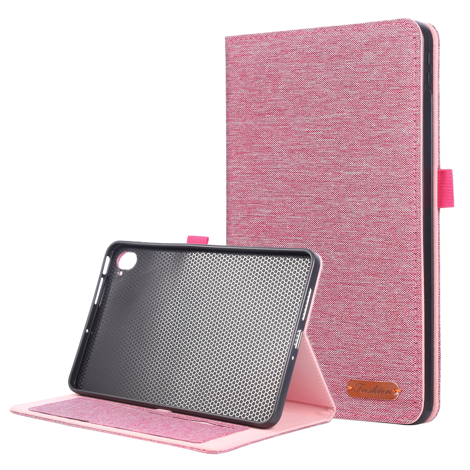 

For Xiaomi Redmi Pad 8.8 2025 Leather Case Card Holder Cloth Texture Tablet Stand Cover - Pink