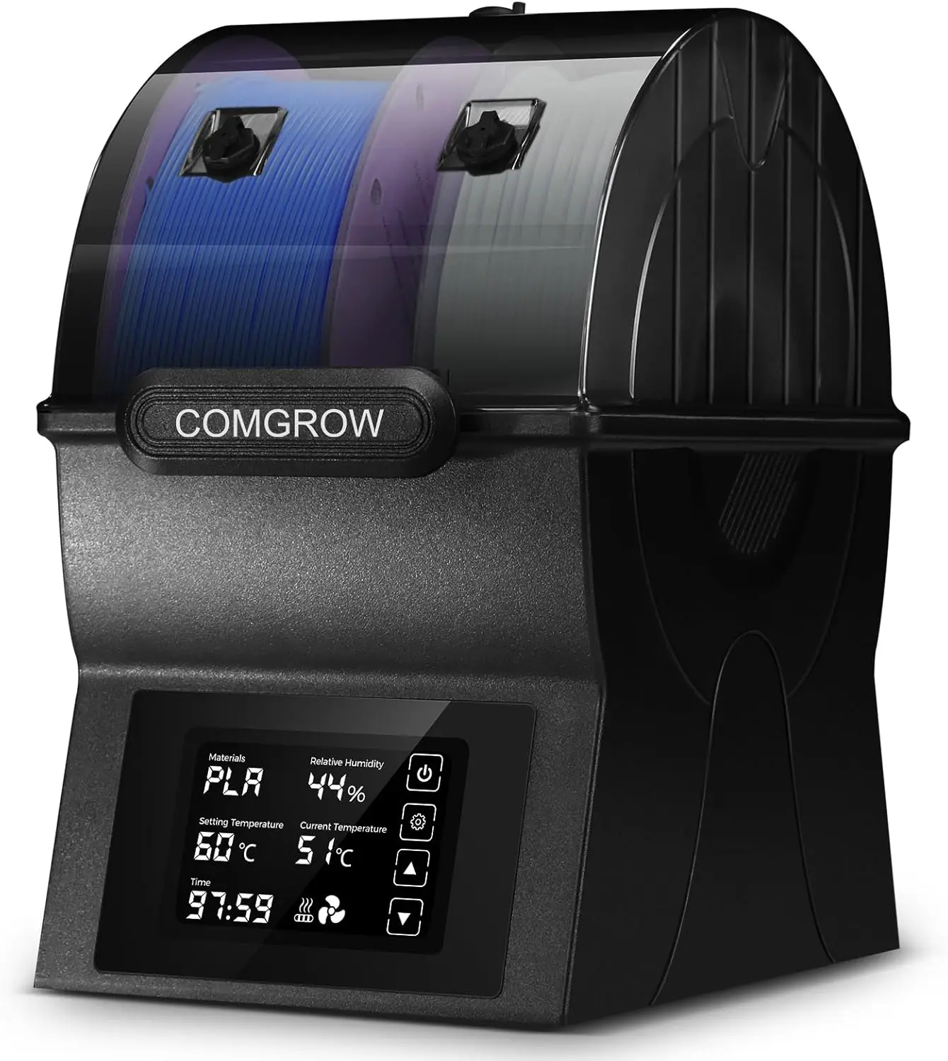 

Быстронагревающийся сушильный бокс для филамента с сенсорным экраном, держатель для 2 катушек для PLA, PETG, TPU, ABS 1.75/2.85 мм