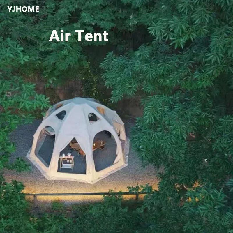 Oxford PVC Mesh Summer Inflatable Camping Tent 5x5m 360-Degree Spherical View Rainproof 3000mm Waterproof Portable