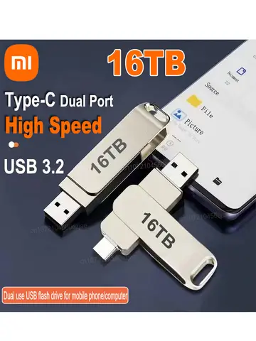 Xiaomi 16TB USB 3.2 Flash Drive Trasferimento ad alta velocità Metallo Pendrive Scheda di memoria Pendrive Flash Disk Memoria Stick impermeabile NUOVO