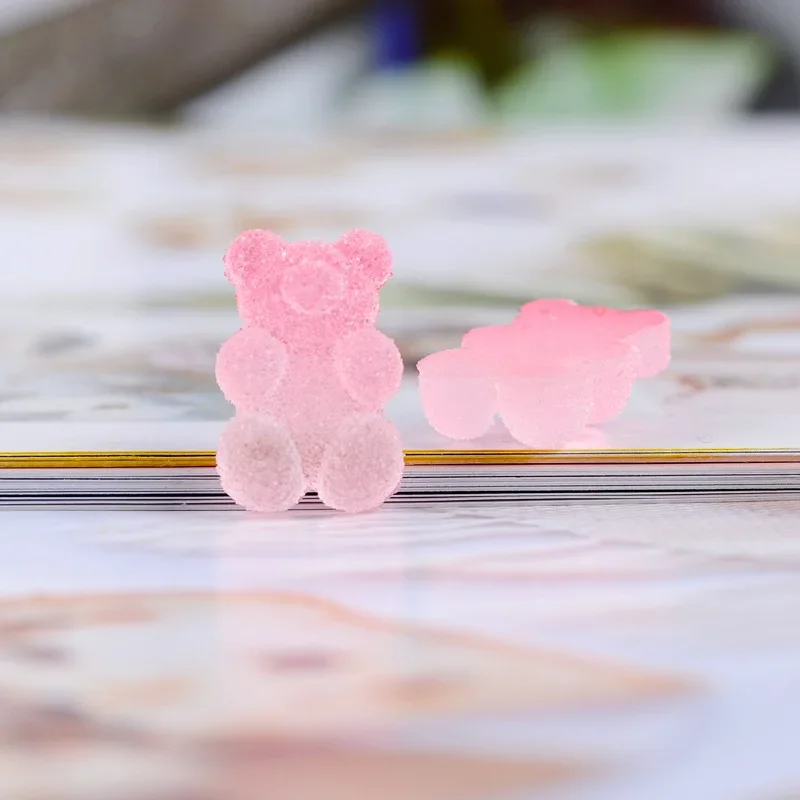 50Pcs Soft Candy Bear Flatback Resin Cabochon Charms for Headwear Accessories Sweet Gummy Cabochons DIY Scrapbooking Decoration