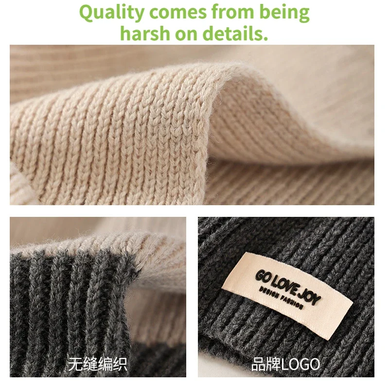 Winter Women Men\'s Knitted Cotton Hat Scarf Color Matching Two-color Balaclava Outdoor Warm Cloth Vanda Collar Skullies Beanies