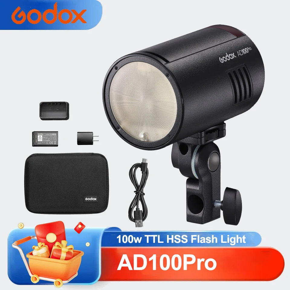 

Godox AD100Pro 100w TTL HSS Pocket Flash 2.4GHz Modelling light for Nikon Canon Sony Fujifilm Olympus Panasonic Pentax