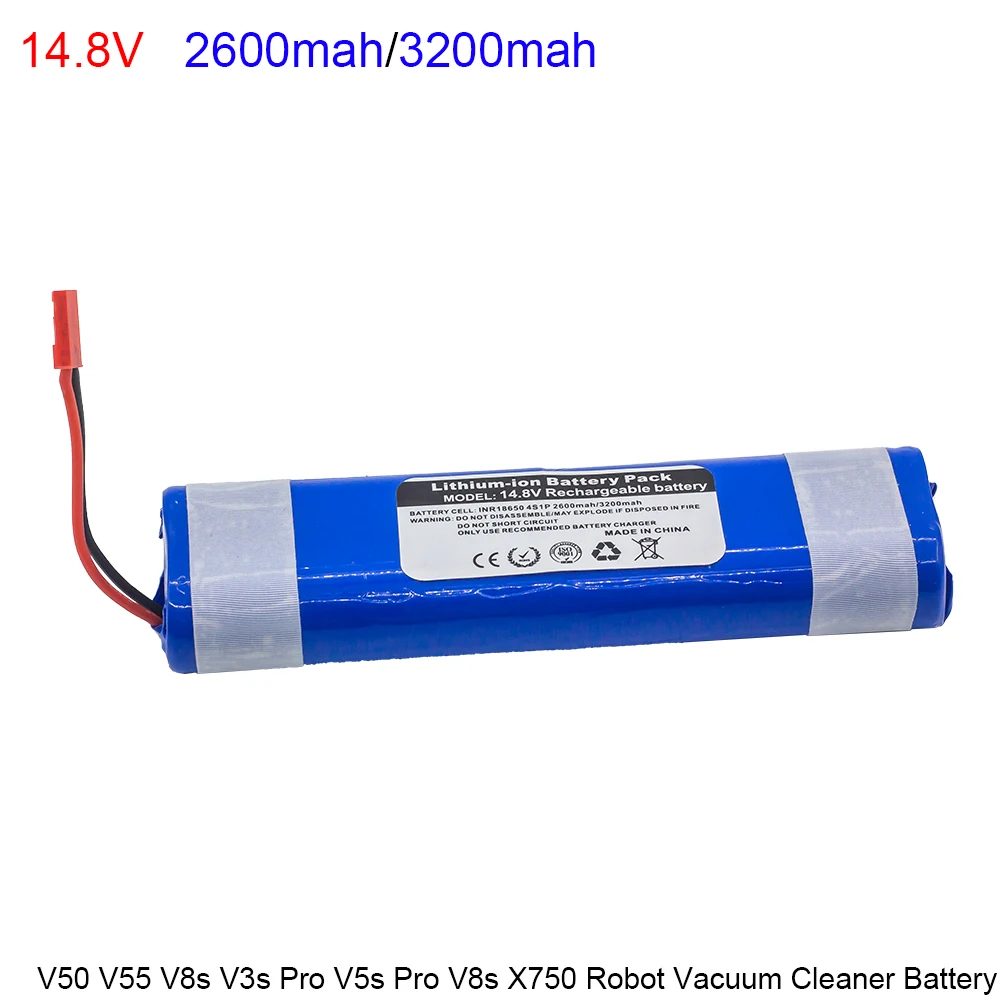 Leelinci 진공 청소기 배터리 14.8V 2600mAh / 3200mAh 리튬 배터리 ILife V50 V55 V8s V3s Pro V5s Pro V8s X750 로봇용