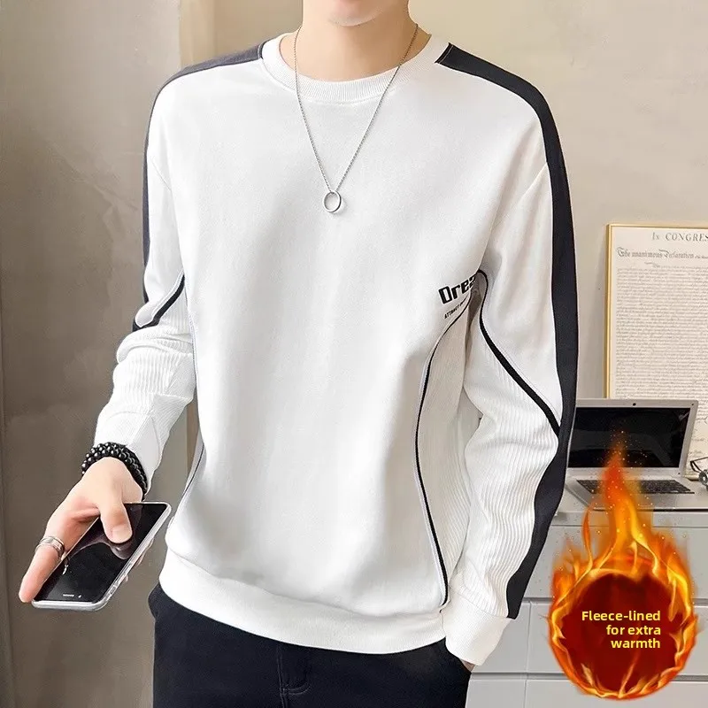 

Fce Lined Hoodie Men's Base Layer Top Winter New Casual Long Sve T-irt Youth Faion Cotton Polyester Blend