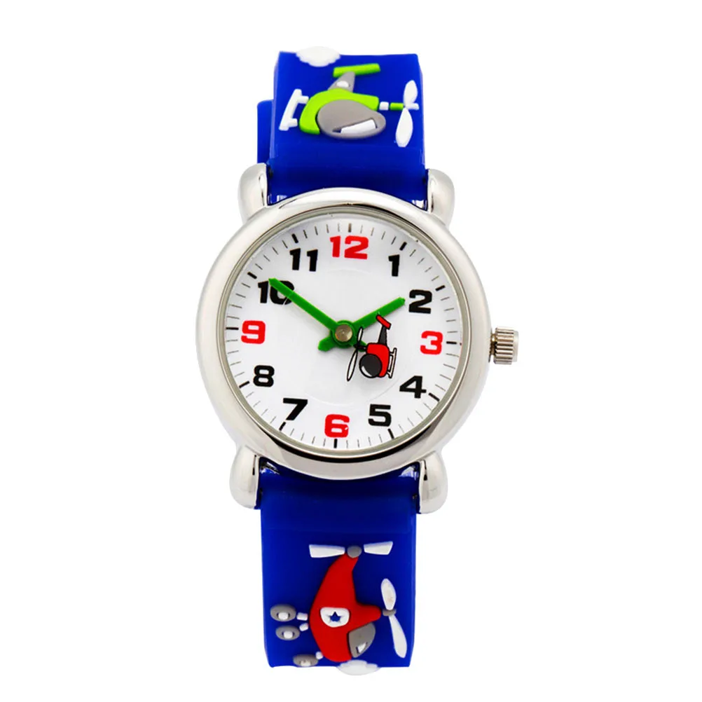 Blue 3D Cartoon Watch Creative Fighter Design Waterproof Wristwatch Durable Safe Comfortable Birthday Gift
