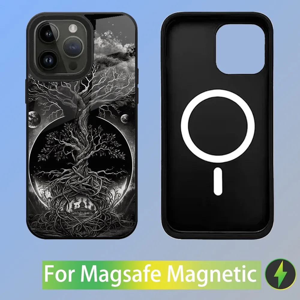 Tree of life Yggdrasil Phone Case For iPhone 16,15,14,13,12,11,Plus,Pro,Max Mini Magsafe Magnetic Wireless Charging