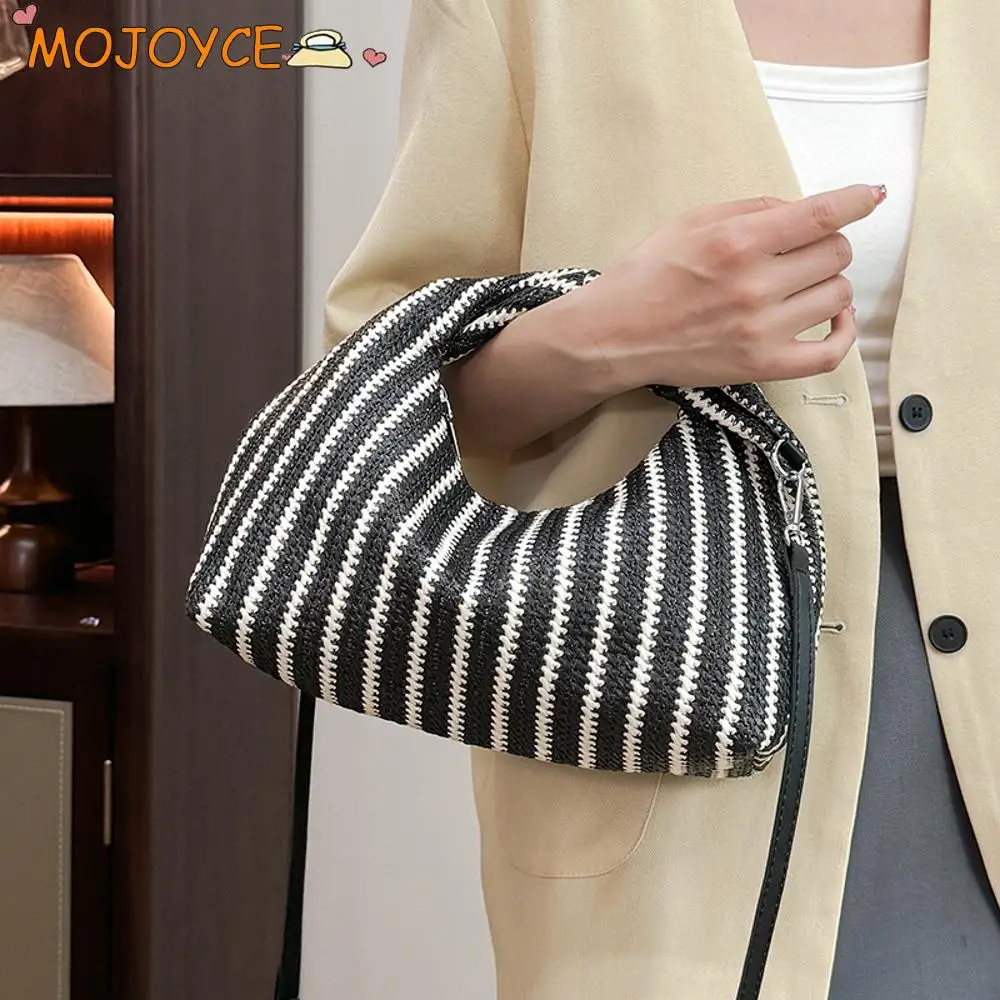 

Straw Woven Women's Handbags Stripe Designer Handwoven Top Handle Bags Ladies Shopping Hobo Bags Summer Beach Female Bag Purse