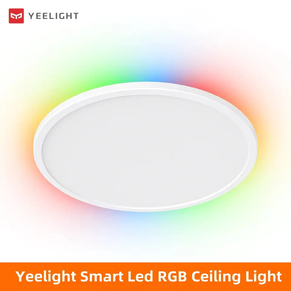 الإصدار العالمي Yeelight Smart Ceiling Light RGB مع اتصال Wifi وقوة 18 واط/21 واط وقابلية التعتيم ودرجة حرارة لون 2700-6500K وتحكم صوتي ذكي يعمل مع Mihome