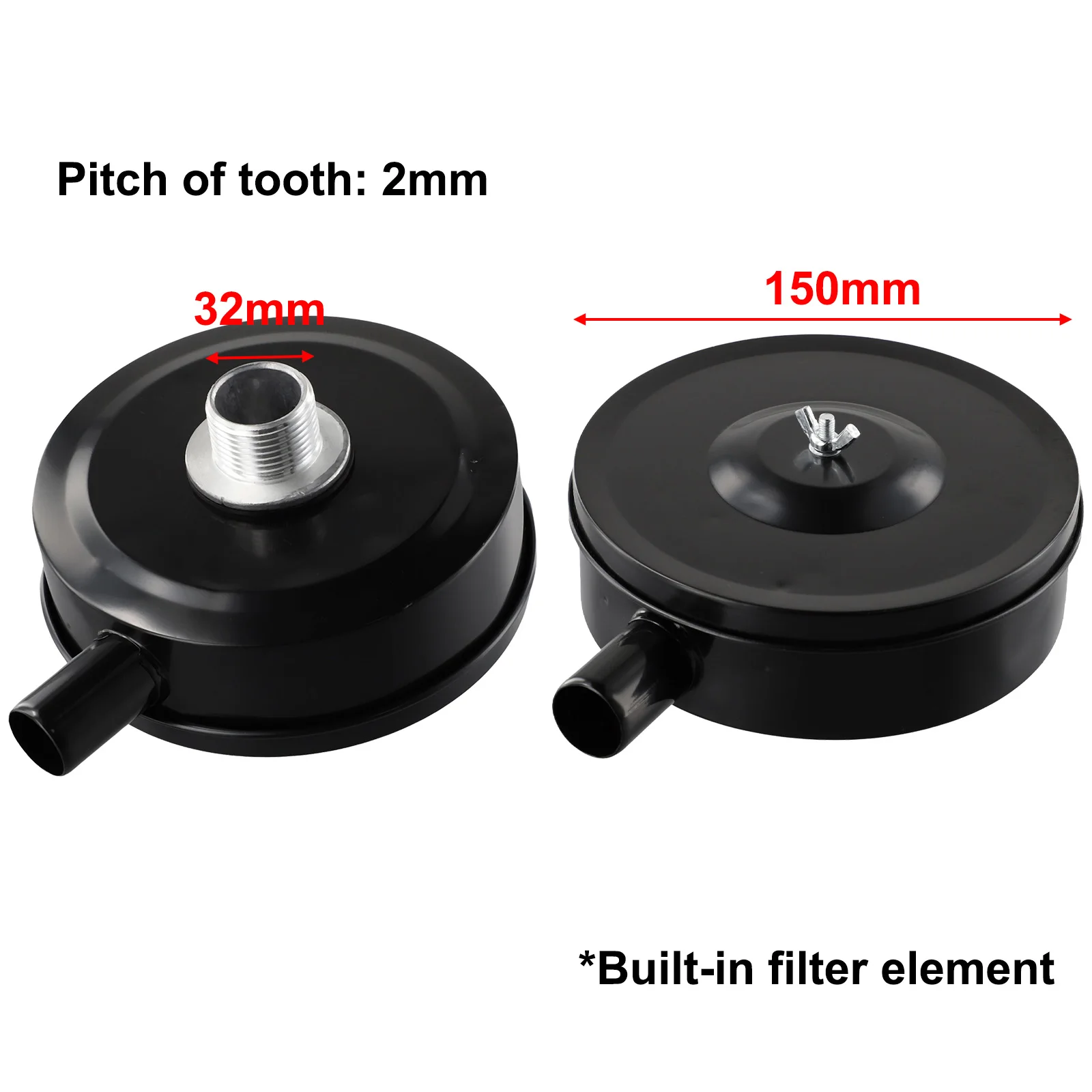 Filtre d'Admission de Compresseur d'Air Noir, Silencieux Fileté Mâle, 32mm, Coque D.lique, Pièces d'Outils, 150mm