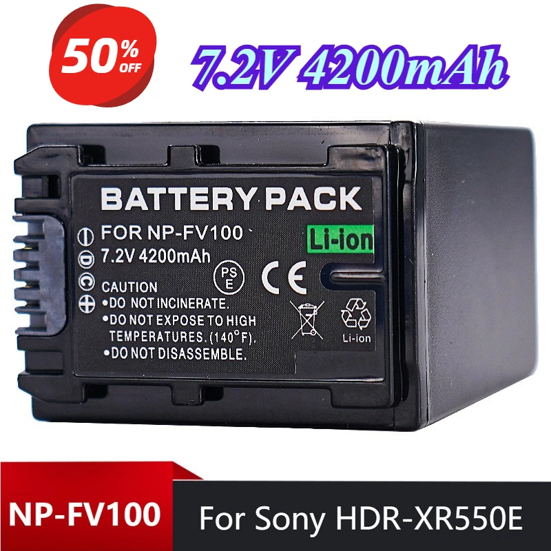 

7.2V 4200mAh NP-FV100 Camera Battery for Sony HDR-XR550E 350E 150E CX550E CX370E Battery