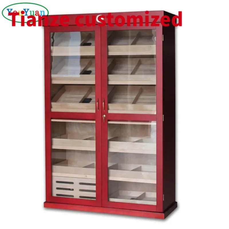 

(Customized) Custom cigar humidors sliding by smoke shop showcase Spanish cedar wood cigar cabinet