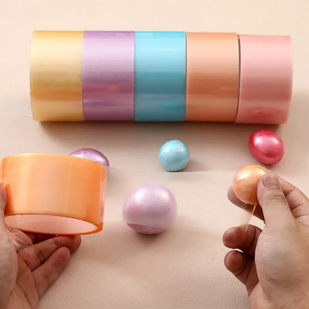 

6 Rolls Adhesive Tapes Colored Tapes DIY Sticky Tapes Decompression Sticky Ball Tapes Pearlescent Adhesive DIY Accessories