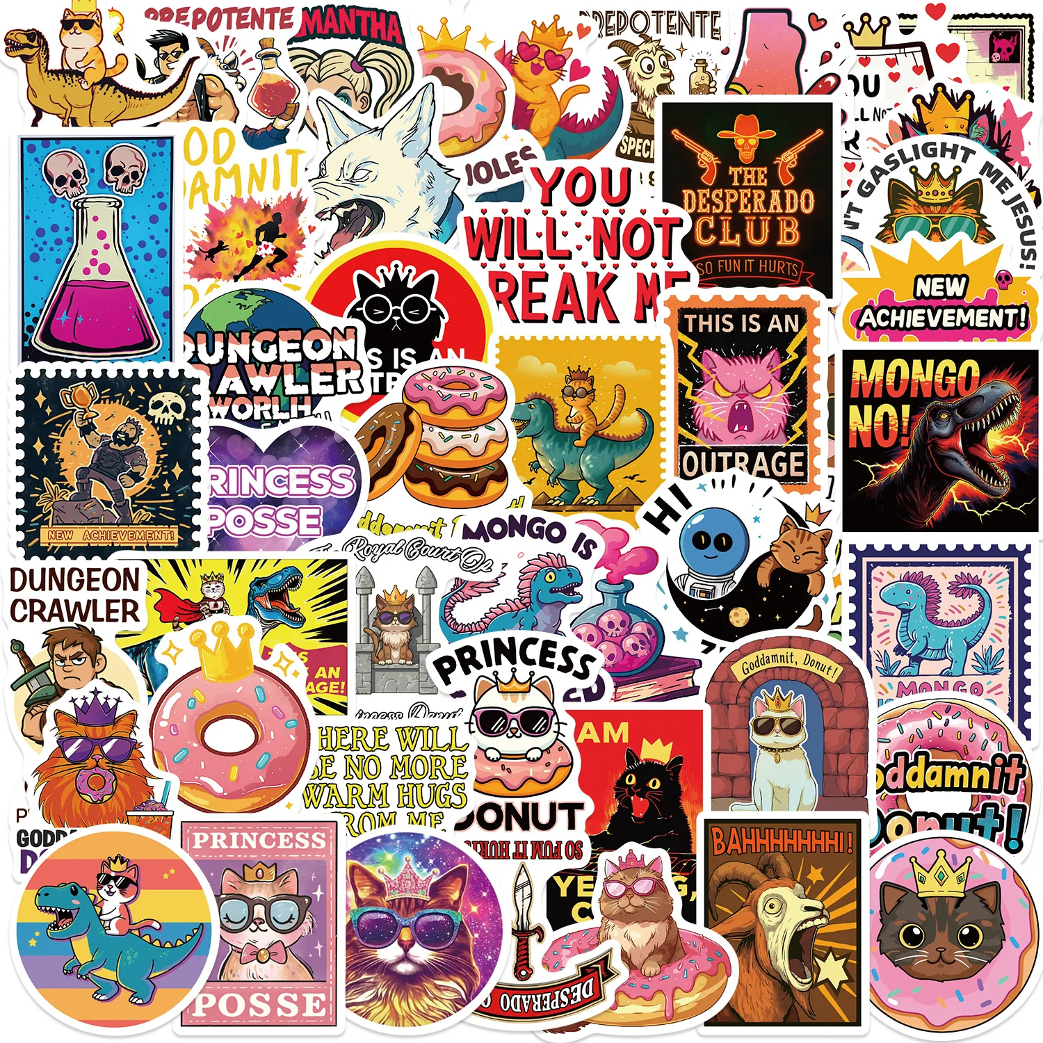 50PCS Dungeon Crawler Carl Stickers Colorful Cartoon and Doodle Designs for Decorating Diaries, Phones, Suitcases, and Laptops