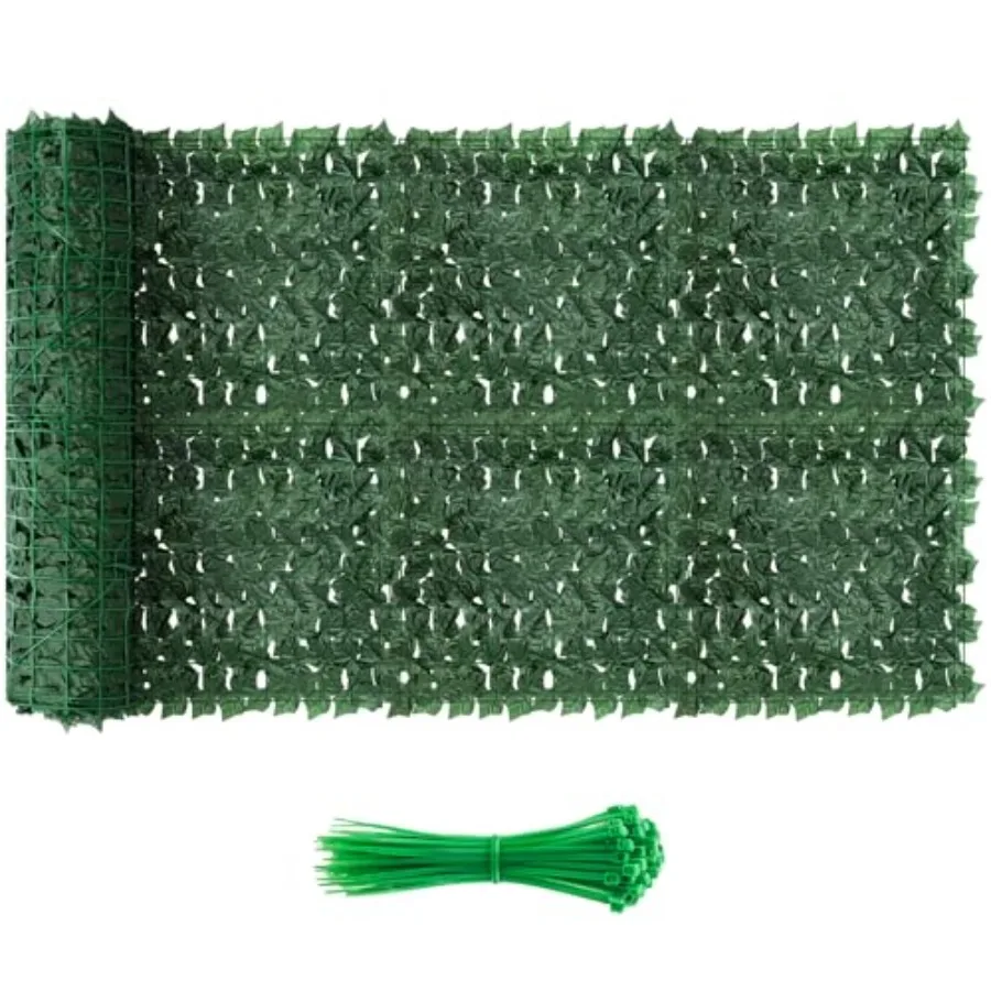 

Искусственная панель-экран для ограждения из плюща 240x40 дюймов, плотная зеленая панель из листьев плюща, супер-зеленая стена для полного уединения, фон из искусственного плюща