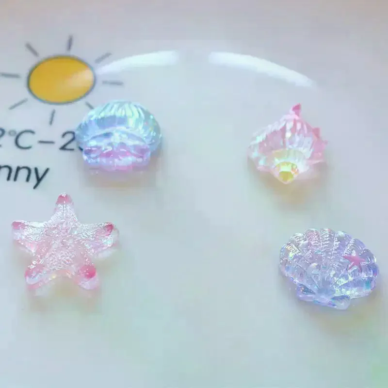 10pcs Mini Kawaii Cute Star Shell Flat Back Cabochons DIY Scrapbook Party Hairpin Accessories Home Decoration Craft