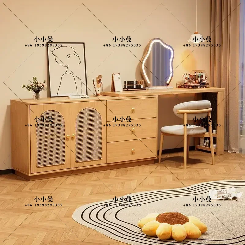 Desk integrated medieval style bedroom complete set of furniture small apartment retractable dresser