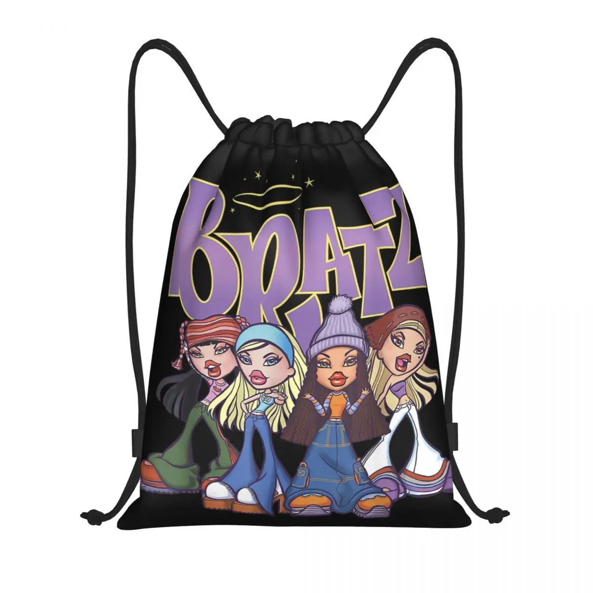 Zaino personalizzato con coulisse per bambola Bratz donna uomo palestra Sport Sackpack pieghevole Cartoon Tv Movie Shopping Bag Sack