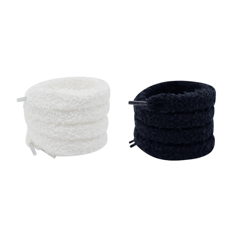 Weiche, flauschige Schnürsenkel, 15 mm breit, flache Plüsch-Frottee-Schnürsenkel für Damen-Freizeitschuhe, bequemer Schnürsenkel-Ersatz – Detail 10