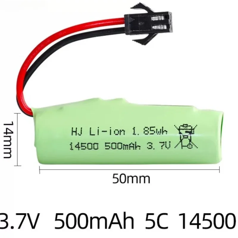 Replacement battery 3.7V 500mAh lithium battery 14500 power toy car accessories with protective plate climbing car battery 1pcs
