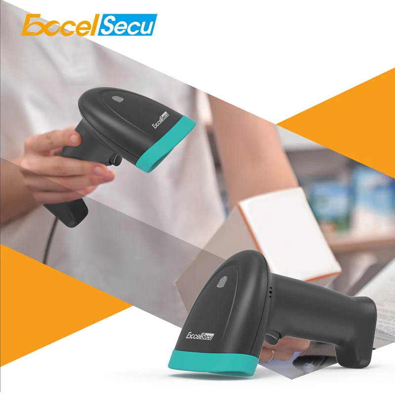 Excelsecu Barcode Scanner 1D 2D Image QR Code PDF417 Data Matrix Reader Bluetooth and Wired USB Virtual Serial Port Scan Device