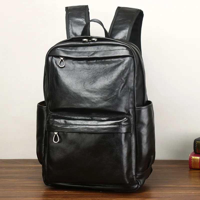 2022 Men's Bag Leather Backpack Backpack Large Capacity Travel Bag Casual and Comfortable Korean Style Trendy Computer Bag