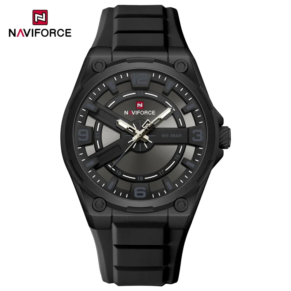 

NAVIFORCE Luminous Pointer Display Men's Fashion Quartz Watches 3ATM Water Resistant Silicone Strap Standard Timepiece Clocks