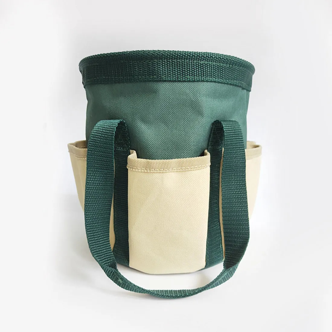 Large Capacity Contrast 2 Solid Colors Optional Oxford Cloth Side Pockets Around Round Bucket Garden Tool Holder Organizer Bags