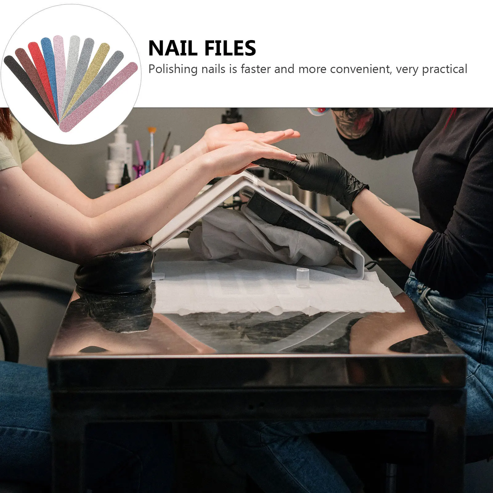 20Pcs Glitter Nail Files Emery Boards Manicure Pedicure Tools for Natural Acrylic False Nails Nail Gel Removal