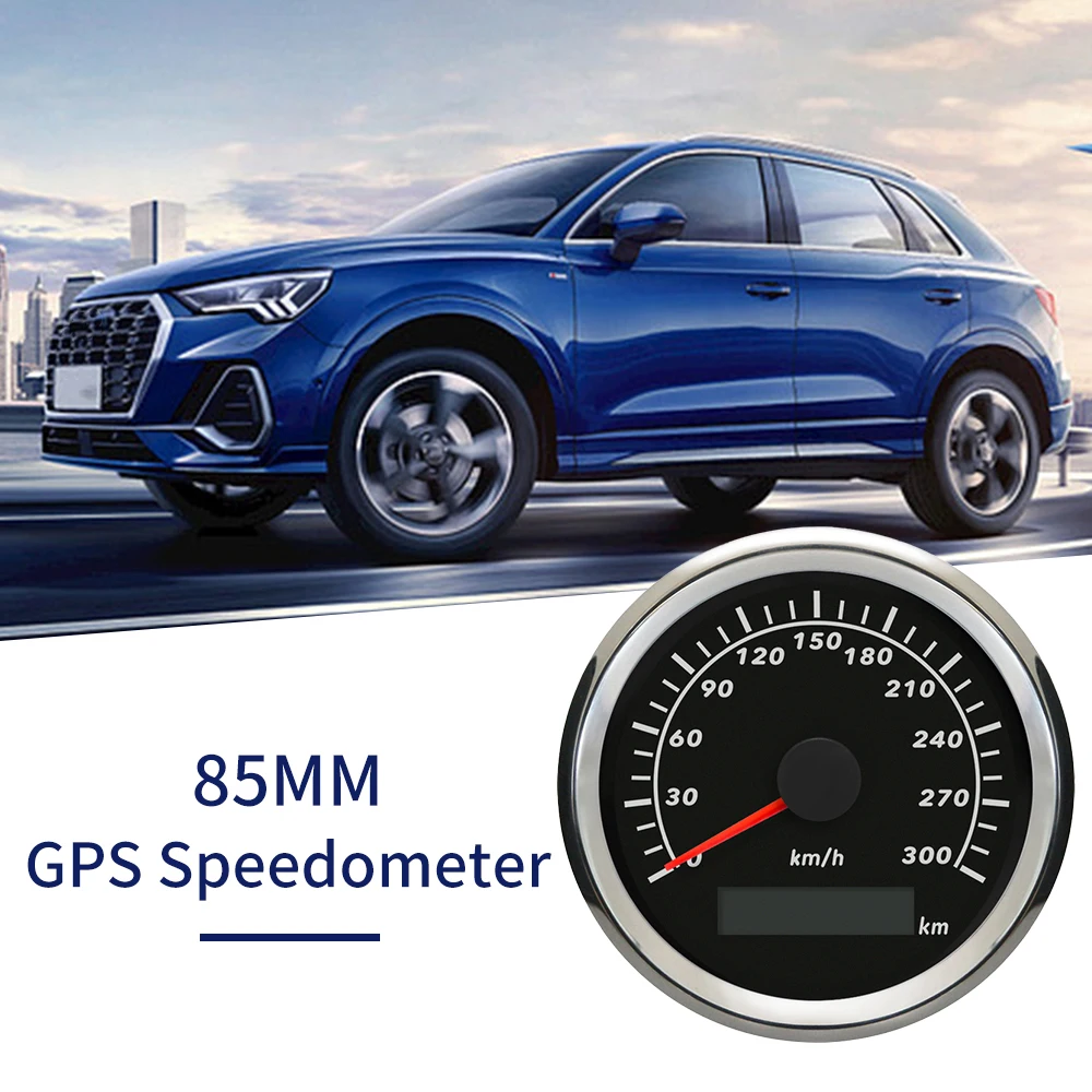 Universal 85mm GPS Speedometer Gauge 120 km/h 160 km/h 200 km/h 300 km/h for Car Truck Boat with Red Backlight With GPS Antenna