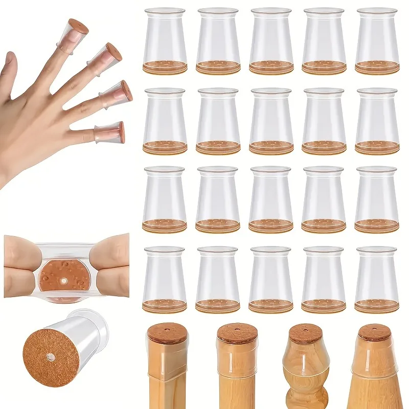 16/24 Pcs Round Chair Leg Protector Silicone, Chair Leg Pads, Furniture Leg Protector, Non Slip Reduce Noise
