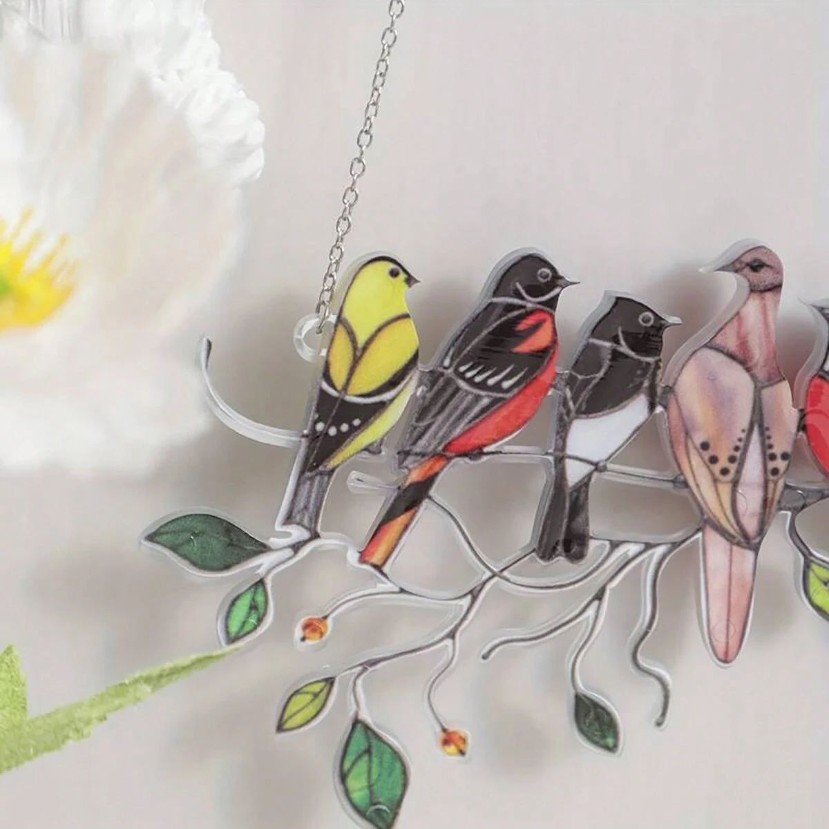 1pc-Multicolor bird Ornaments Acrylic Panel Window Wall Hangings Birds Stained Glass Window Suncatcher Hanging Home Decor