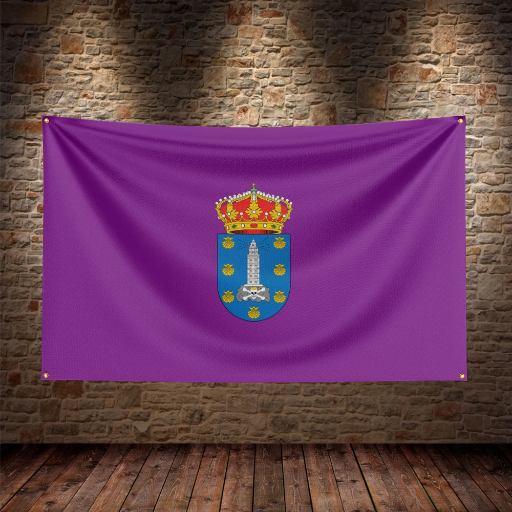 Bandera española de La Coruña, España, 3x5 pies, para decoración