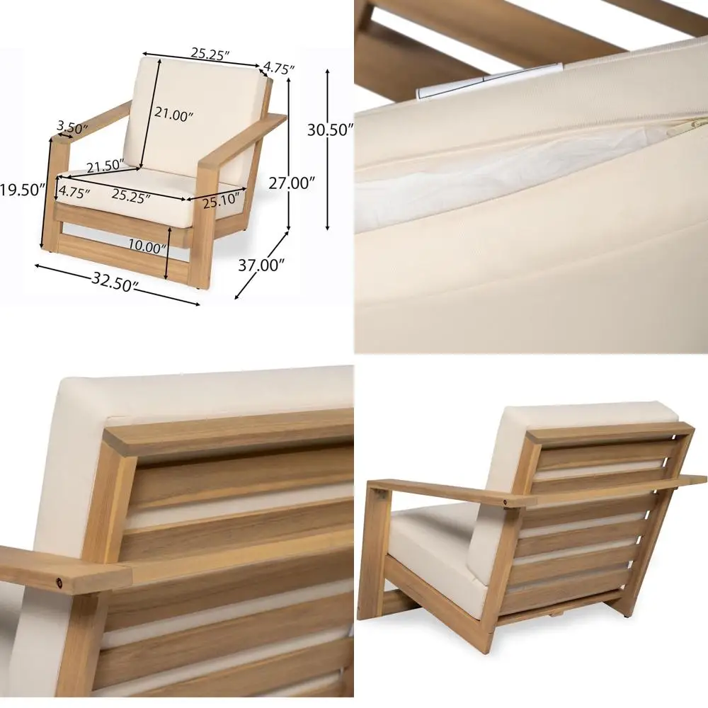 

Кресло для отдыха из акации ahay, деревянное кресло для патио или сада, одноместное кресло для отдыха на открытом воздухе, удобное кресло для сада/бассейна