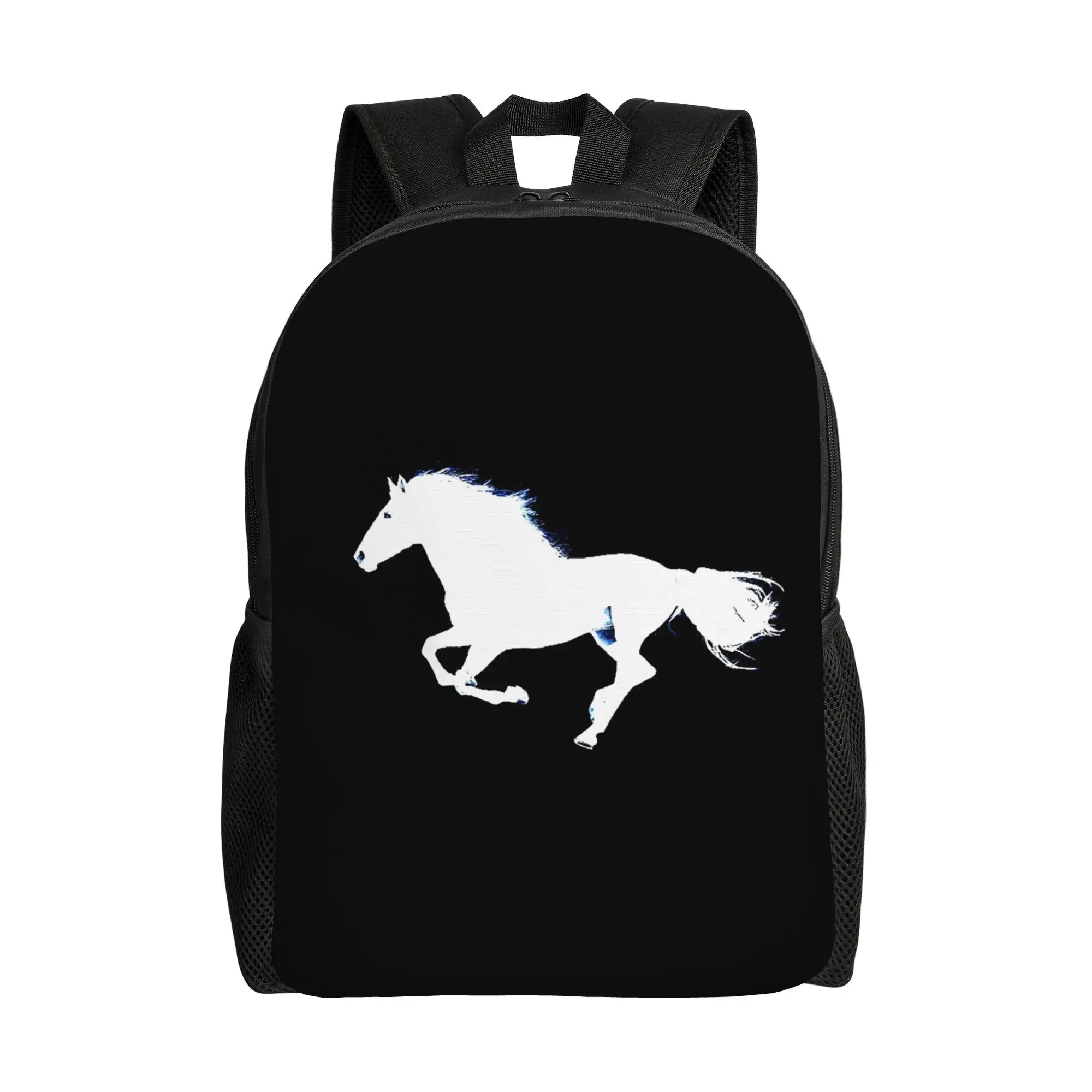 White Shadow Horse Backpack Student Boys Girls BookBag School Bag Computer Shoulder Bags
