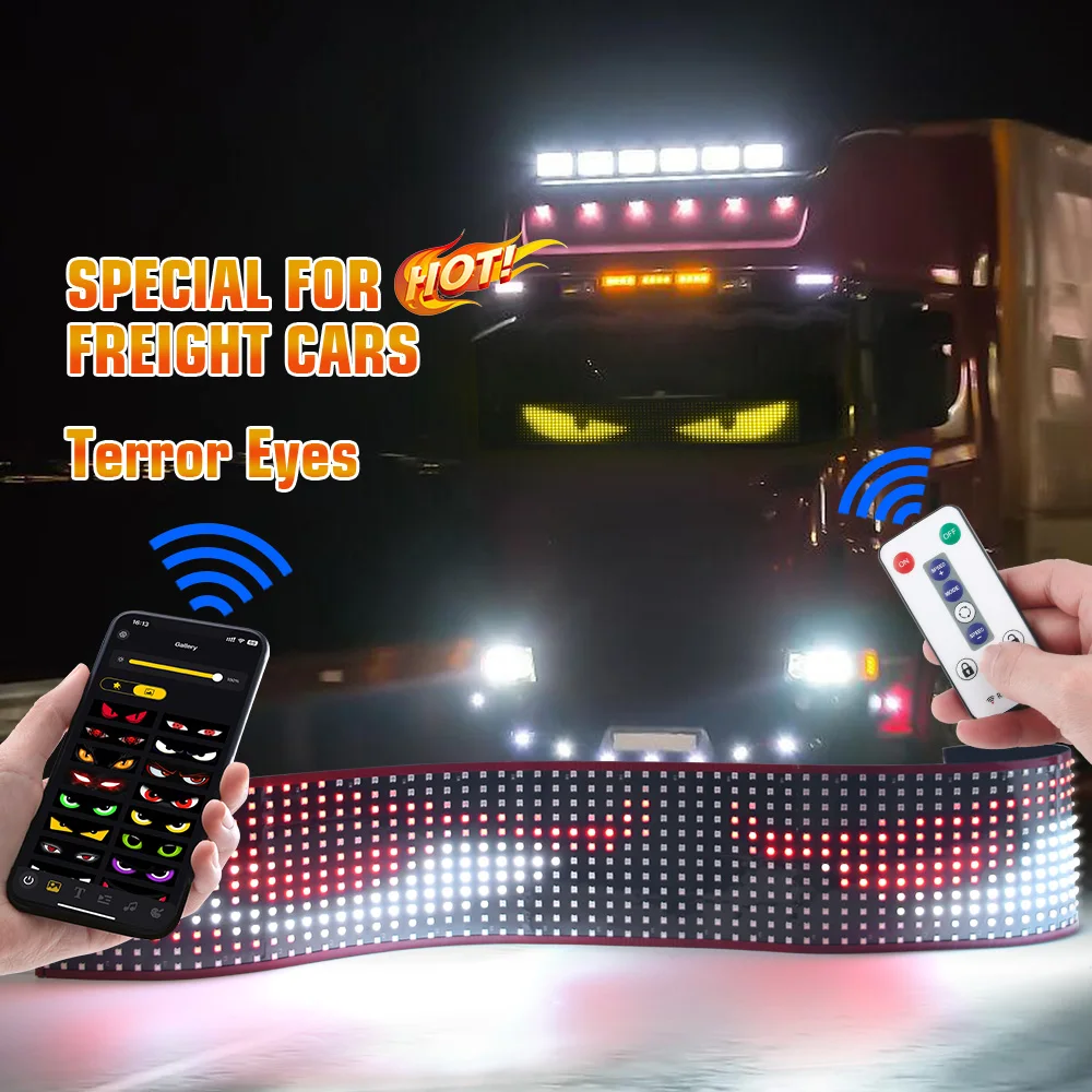 New APP LED Truck Car Devil Eye Light Remote Custom Text Pattern Lighting Music Microphone Mode Display 24V For Board Windshield