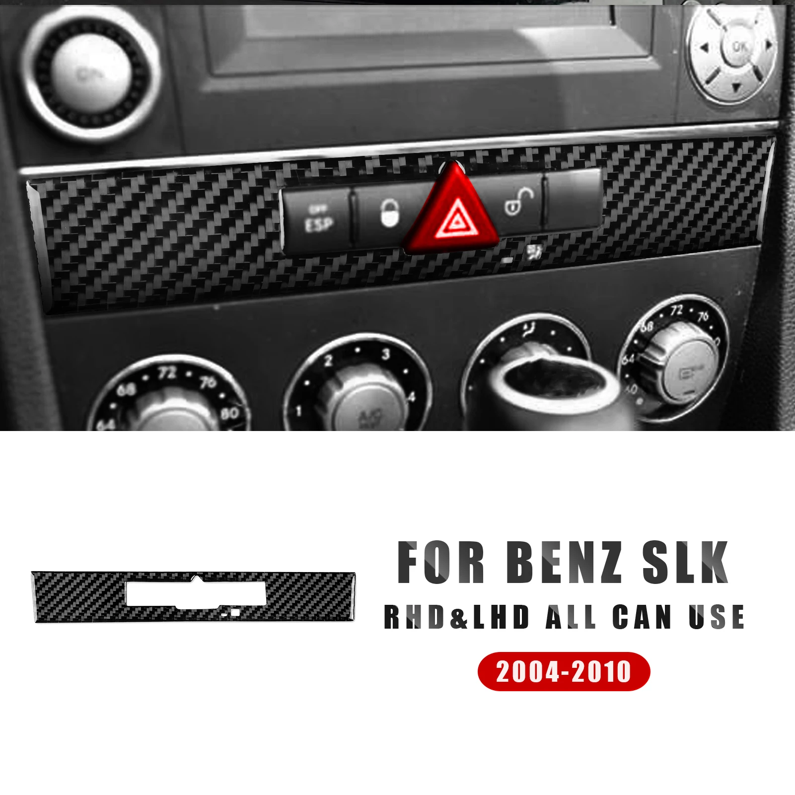 FOR BENZ SLK 2004-2010 Car Interior Trim Accessories Real Soft Carbon Fiber Stickers Center console Seat control