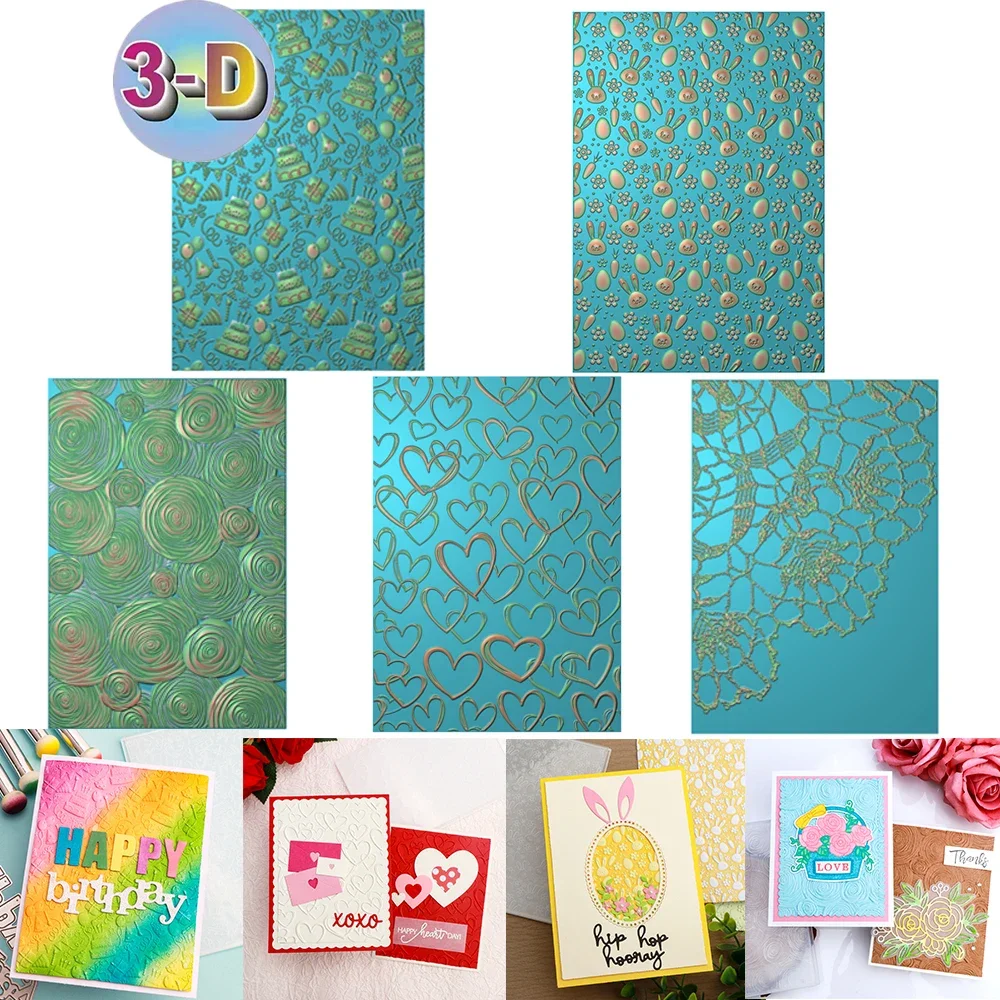 3D-Prägeordner Ostern feiern Kuchen Valentinstag Liebeshintergrund zum Selbermachen mit strukturiertem Schablone zur Herstellung von Papierhandwerk