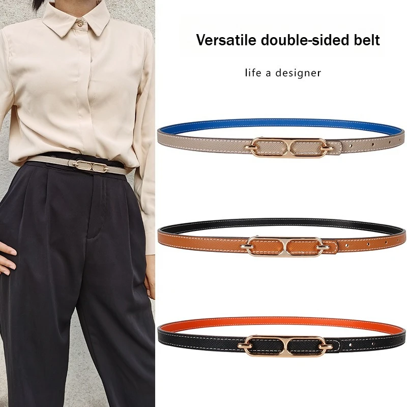 1 PCS Slim belt women's double-sided decoration with dress versatile jeans small belt waist-closing trendy