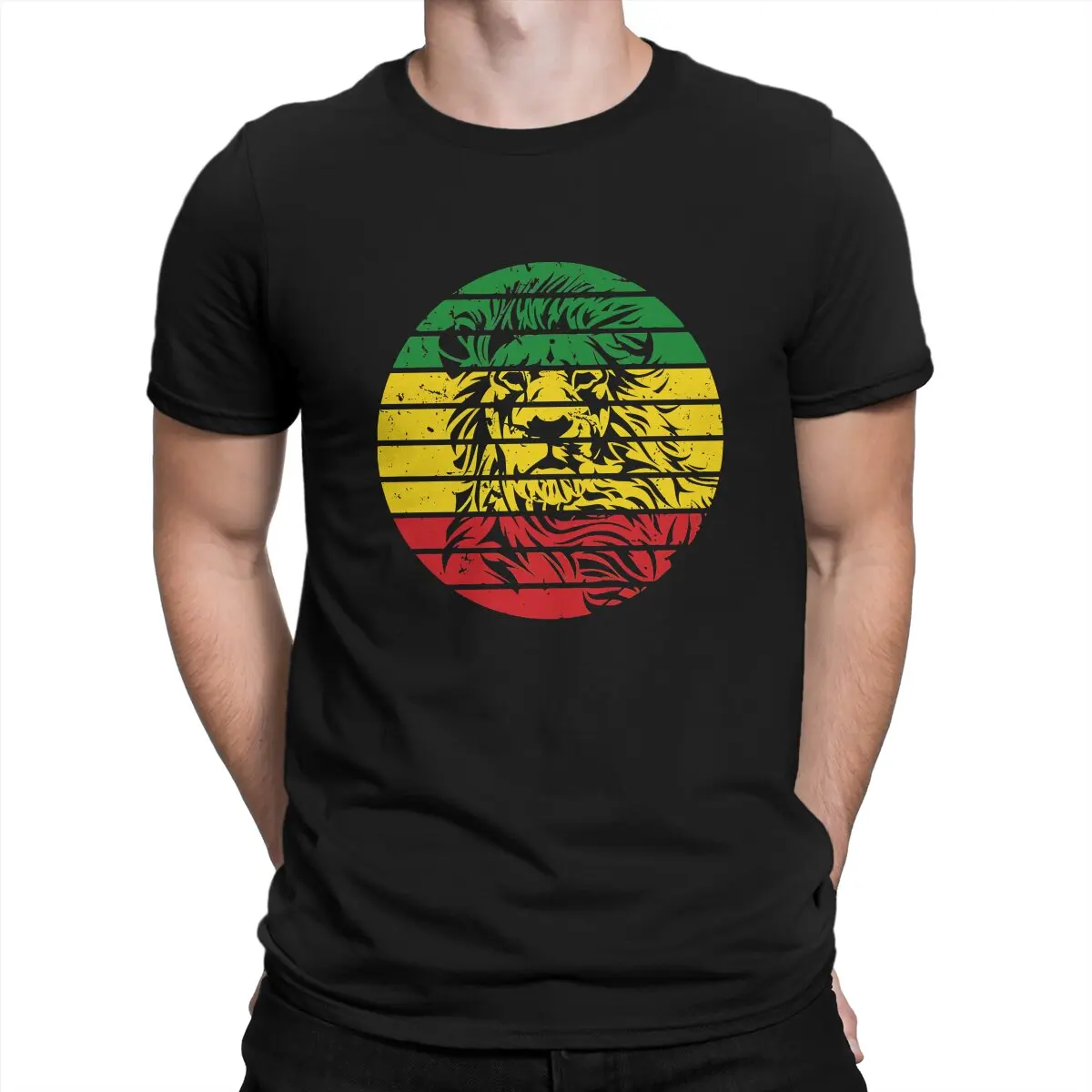 Rasta Lion Of Judah Rastafari Classic T Shirt Graphic Men Tees Summer Clothing Polyester Crewneck TShirt