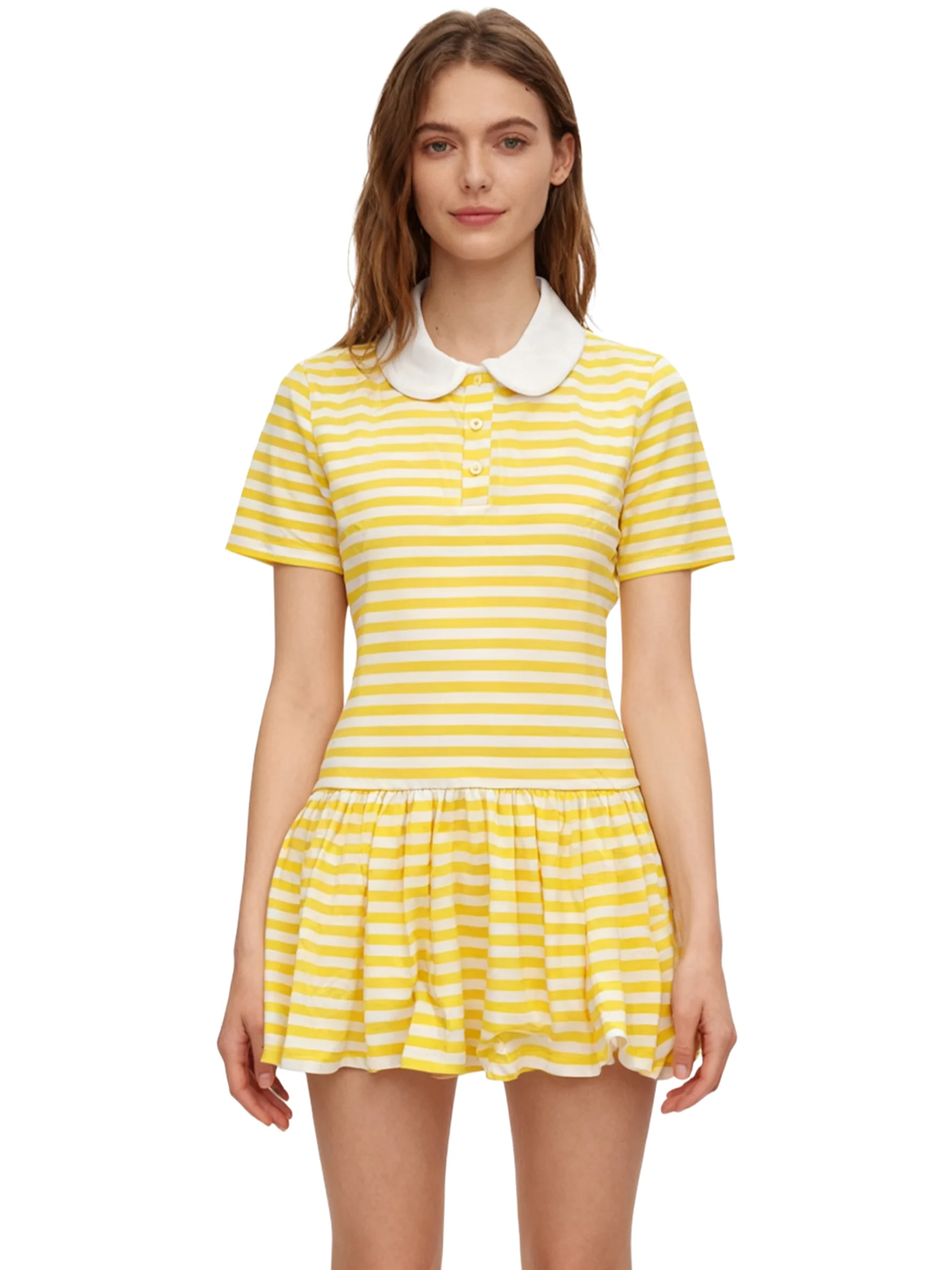 

Printed yellow stripe bodysuit with skirt/adult onesie/adult baby romper/abdl clothes/adult onesie dress