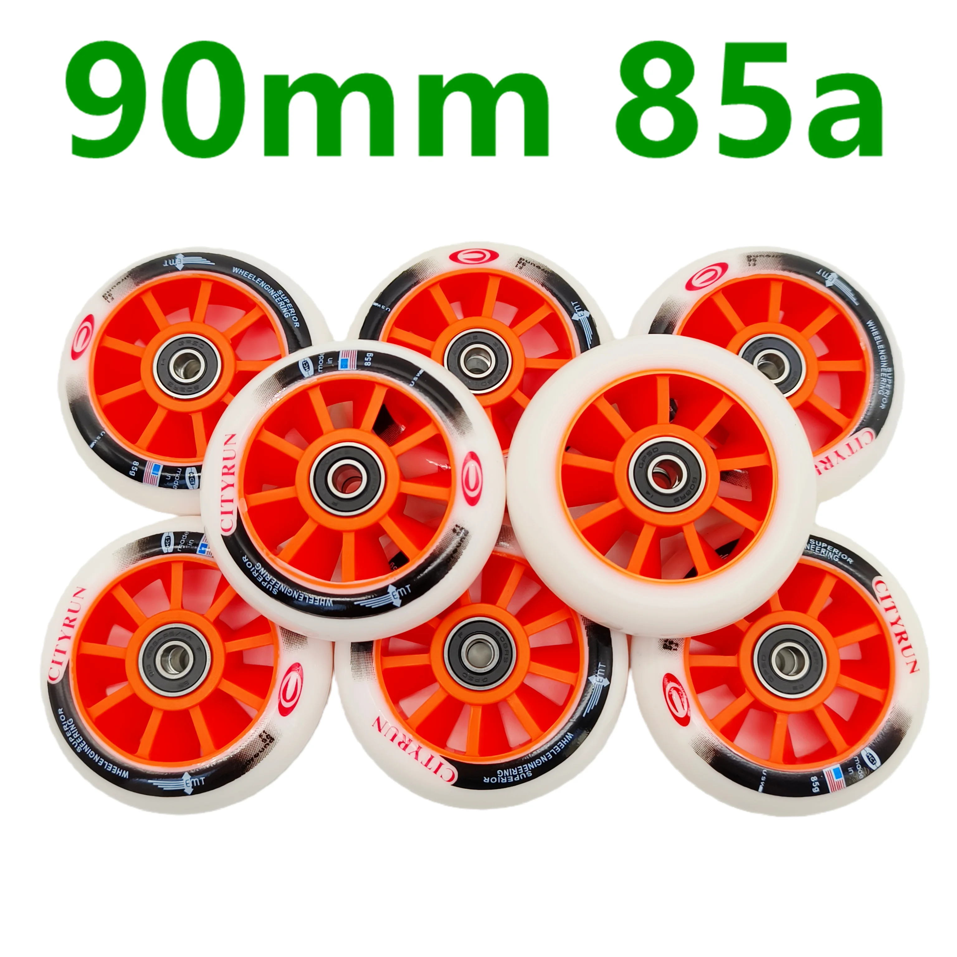 Kółko prędkości pomarańczowe 90mm 85A 90x24mm z łożyskami 8 kół/partia