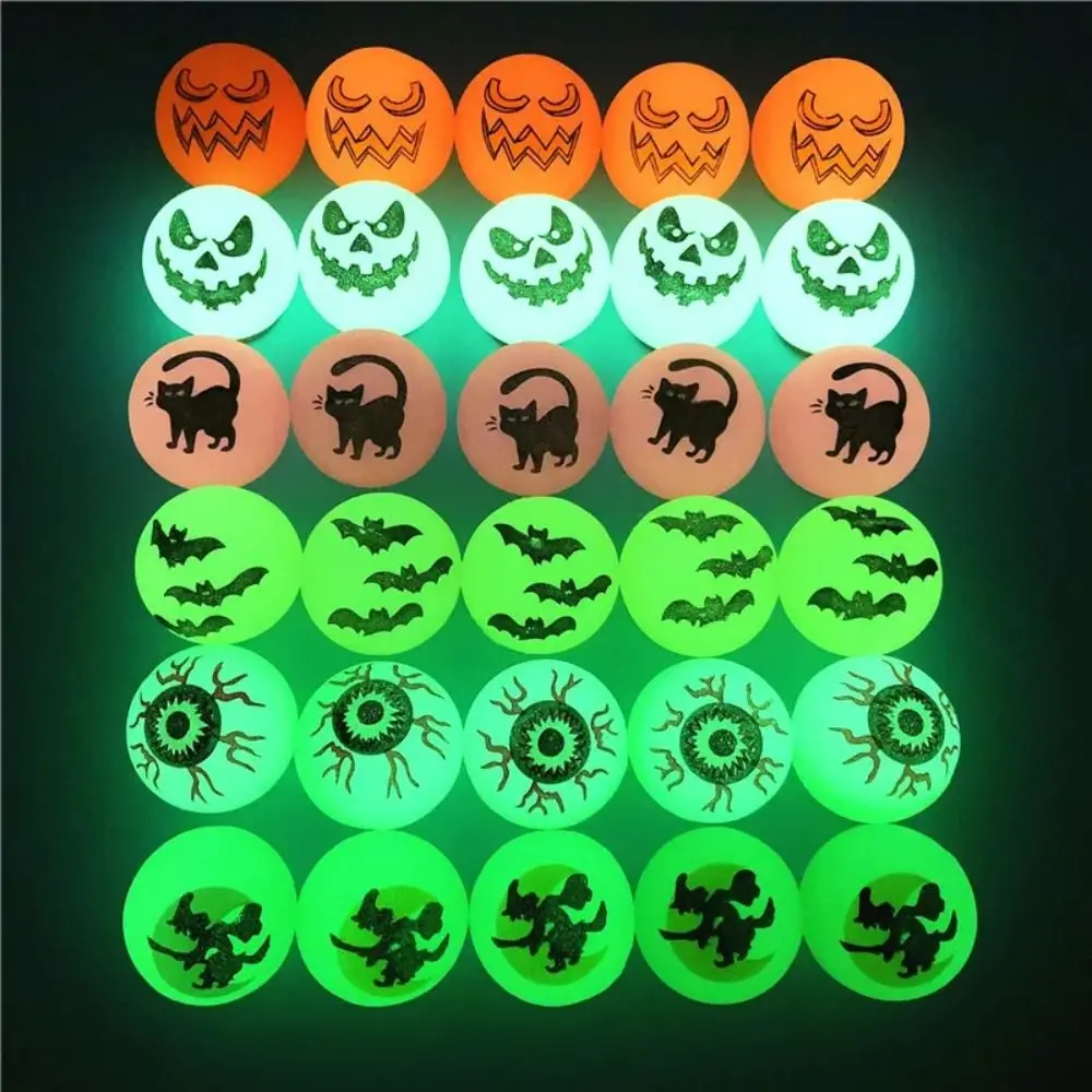 10 pièces/ensemble balles rebondissantes d'halloween qui brillent dans le noir effrayant 32mm globe oculaire gonflable globes oculaires extensibles balles rebondissantes lumineuses amusantes cadeaux